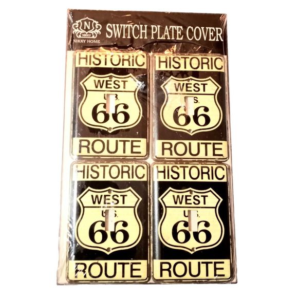 Rustic Metal Historic West US Route 66 Switch Plate Cover Antique White Black - Picture 1 of 10